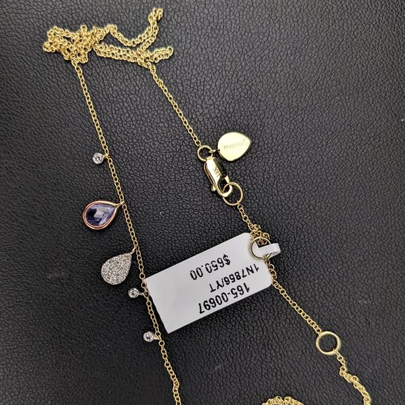 SOLD!!! Meira T Tanzanite & Diamond 18K Yellow and Rose Gold Necklace - Picture 3 of 4